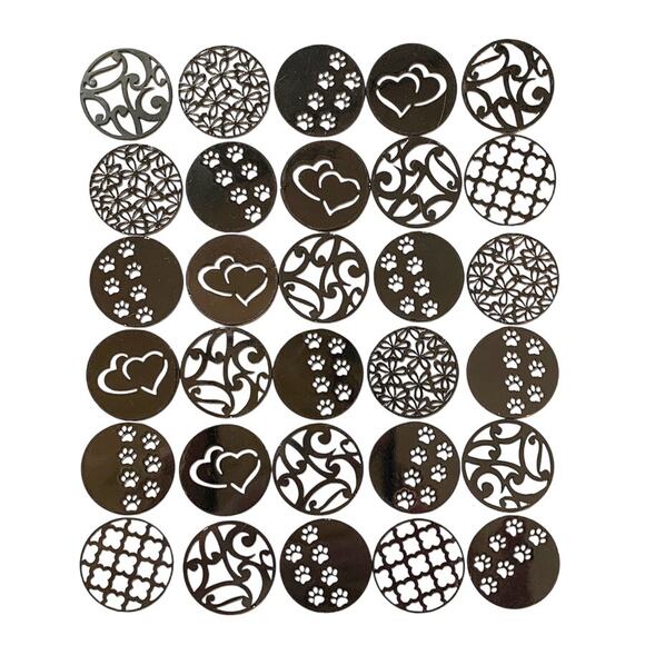 25-Piece Black Metal Circle 22mm Floating Locket Jewelry Making Craft Supplies - Picture 2 of 7